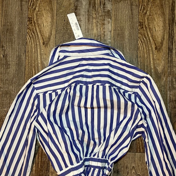J.Crew NWT Stripe Tie-Waist Shirtdress Blue and White Size 4 - Picture 7 of 8